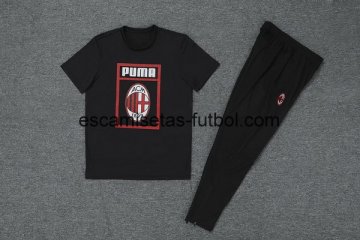 Camiseta de Entrenamiento Conjunto Completo AC Milan 2019/2020 Negro Rojo