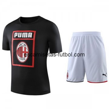 Camiseta de Entrenamiento Conjunto Completo AC Milan 2019/2020 Negro Blanco