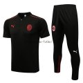 Conjunto Completo Polo AC Milan 2021/2022 Negro Rojo