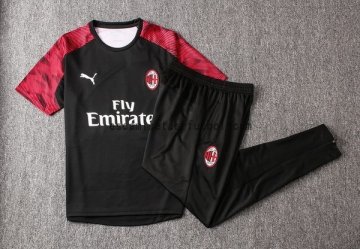 Camiseta de Entrenamiento Conjunto Completo AC Milan 2019/2020 Negro Blanco Rojo
