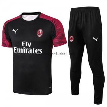 Camiseta de Entrenamiento Conjunto Completo AC Milan 2019/2020 Negro Blanco Rojo