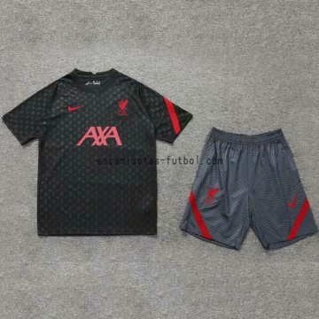 Camiseta de Entrenamiento Conjunto Completo Liverpool 2020/2021 Negro Gris
